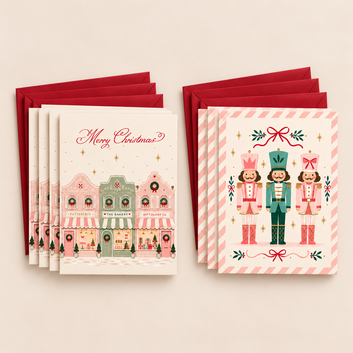 Christmas Greeting Card Set – Nutcracker & Christmas Village