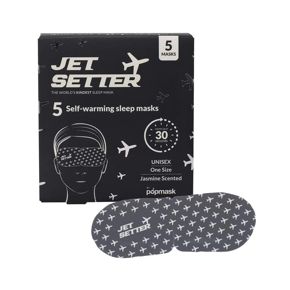 Self-warming jet setter sleep masks