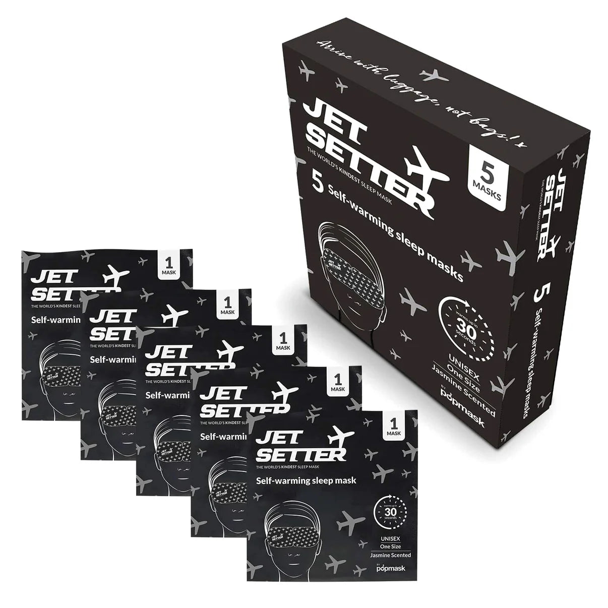Self-warming jet setter sleep masks