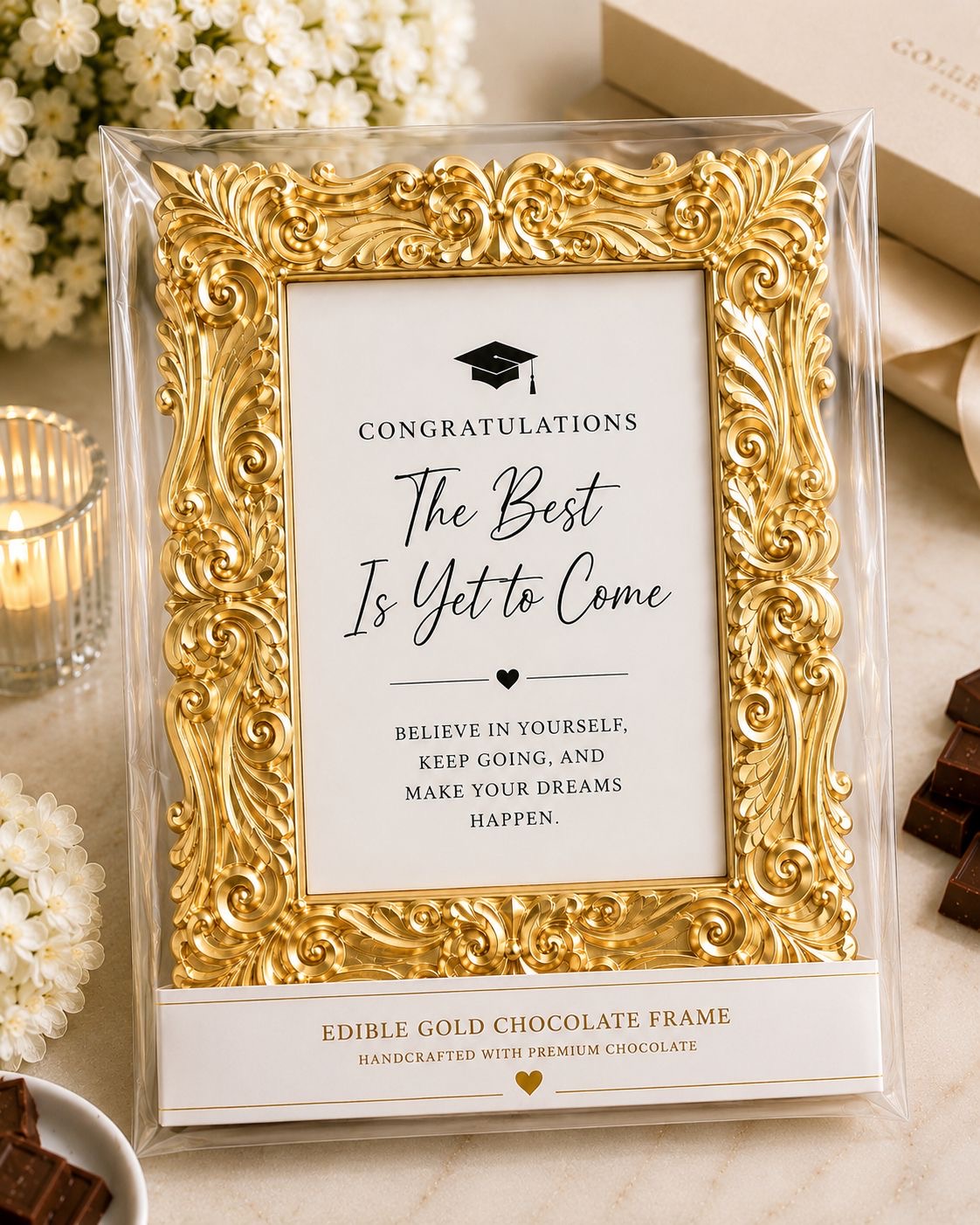 Customizable Golden Graduation Chocolate Frame