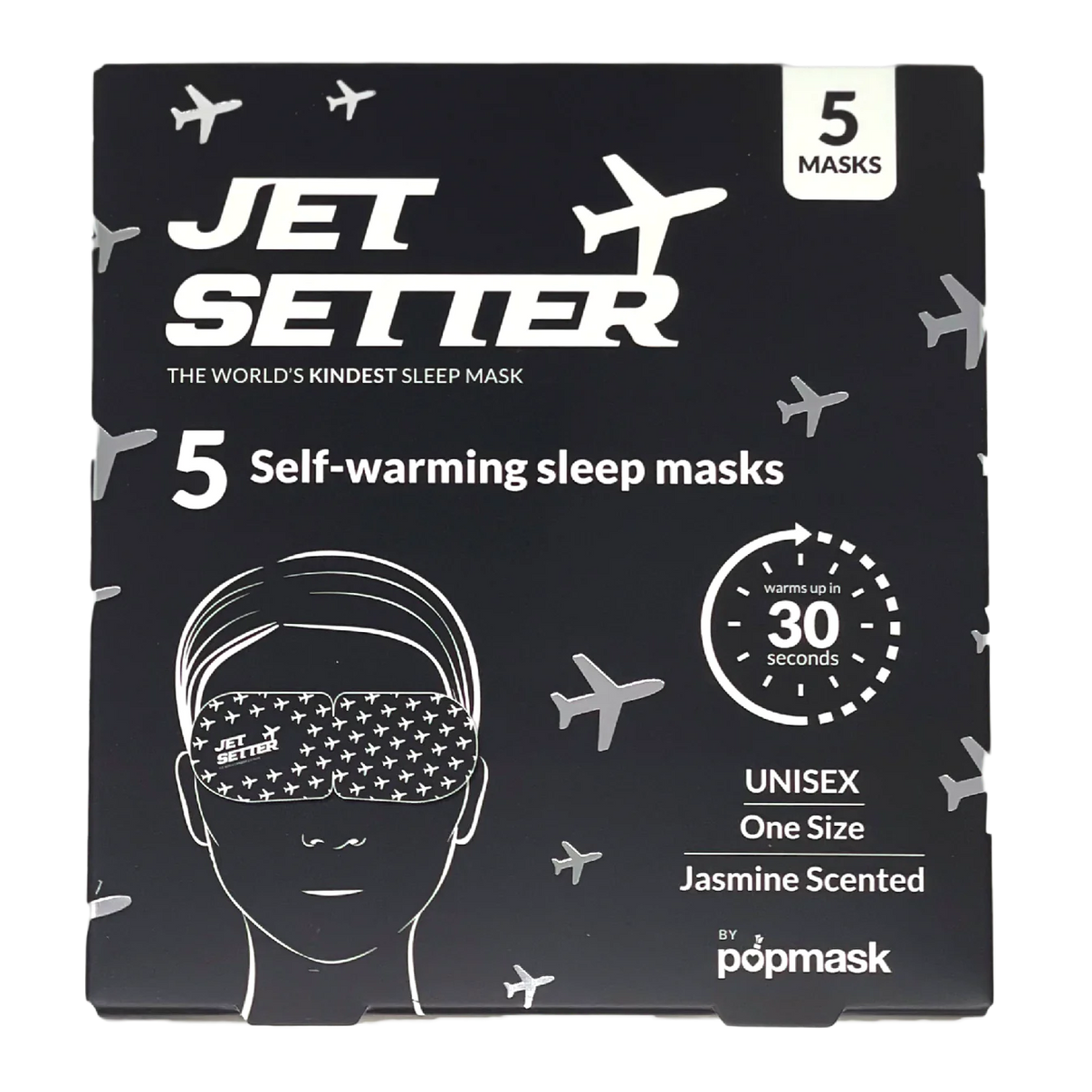 Self-warming jet setter sleep masks