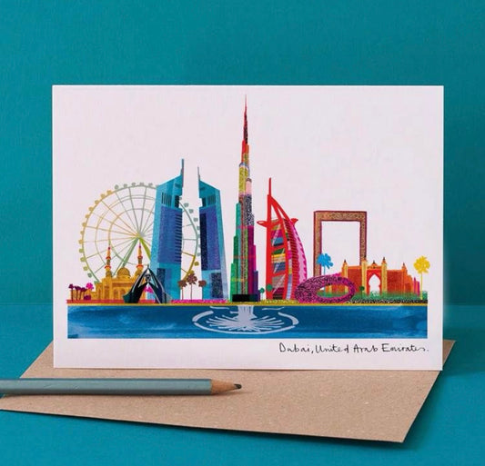 Dubai skyline greeting cards