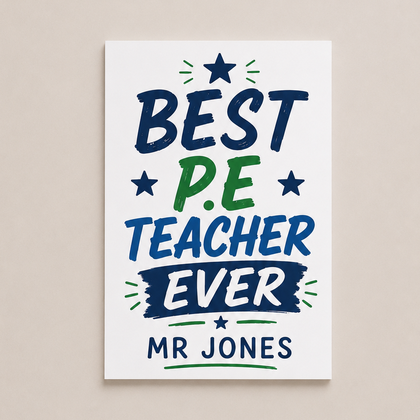 Personalised Best P.E. Teacher Ever A5 Notebook