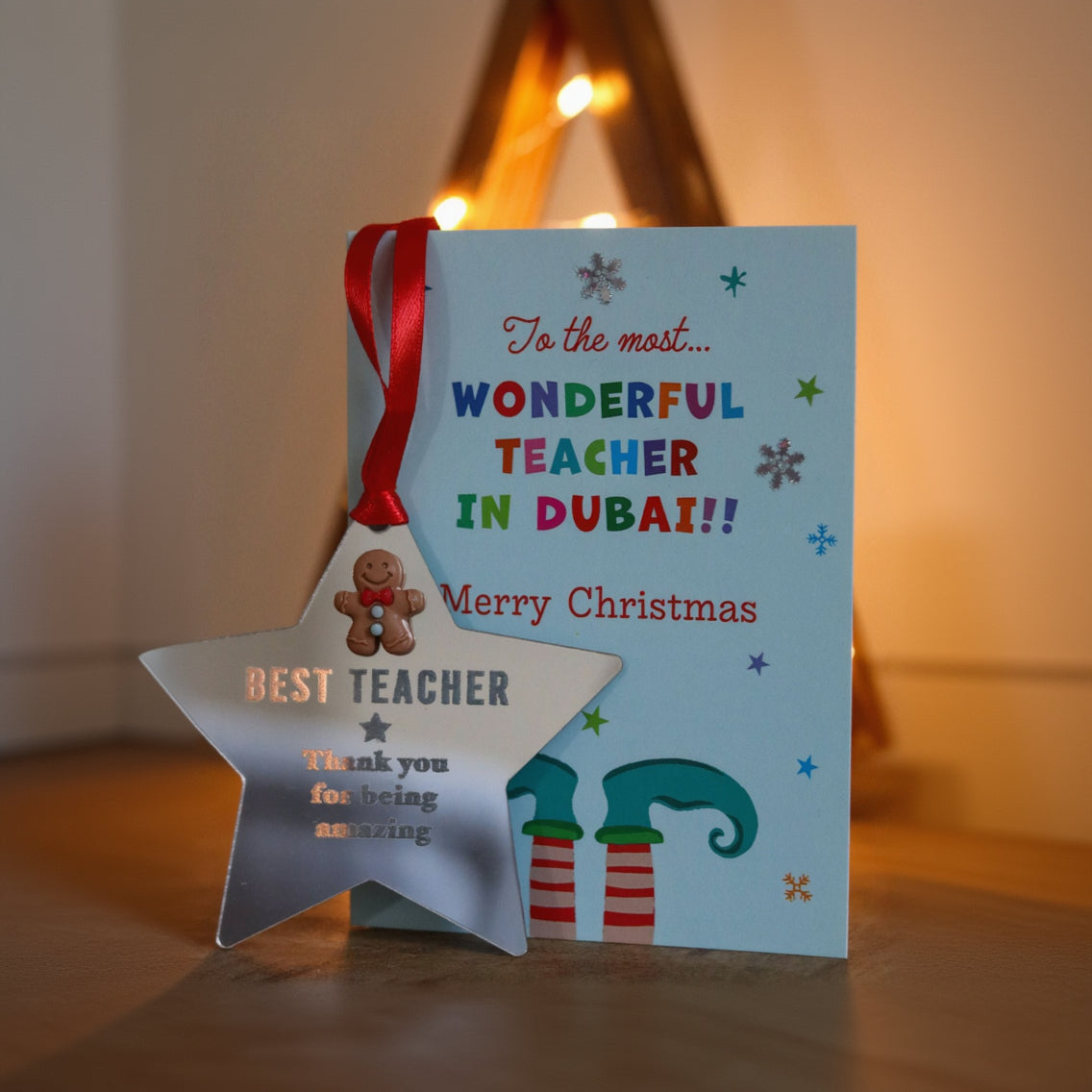 Christmas Card with medal - Best Teacher
