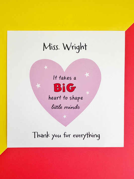 Teacher Card - Big Heart
