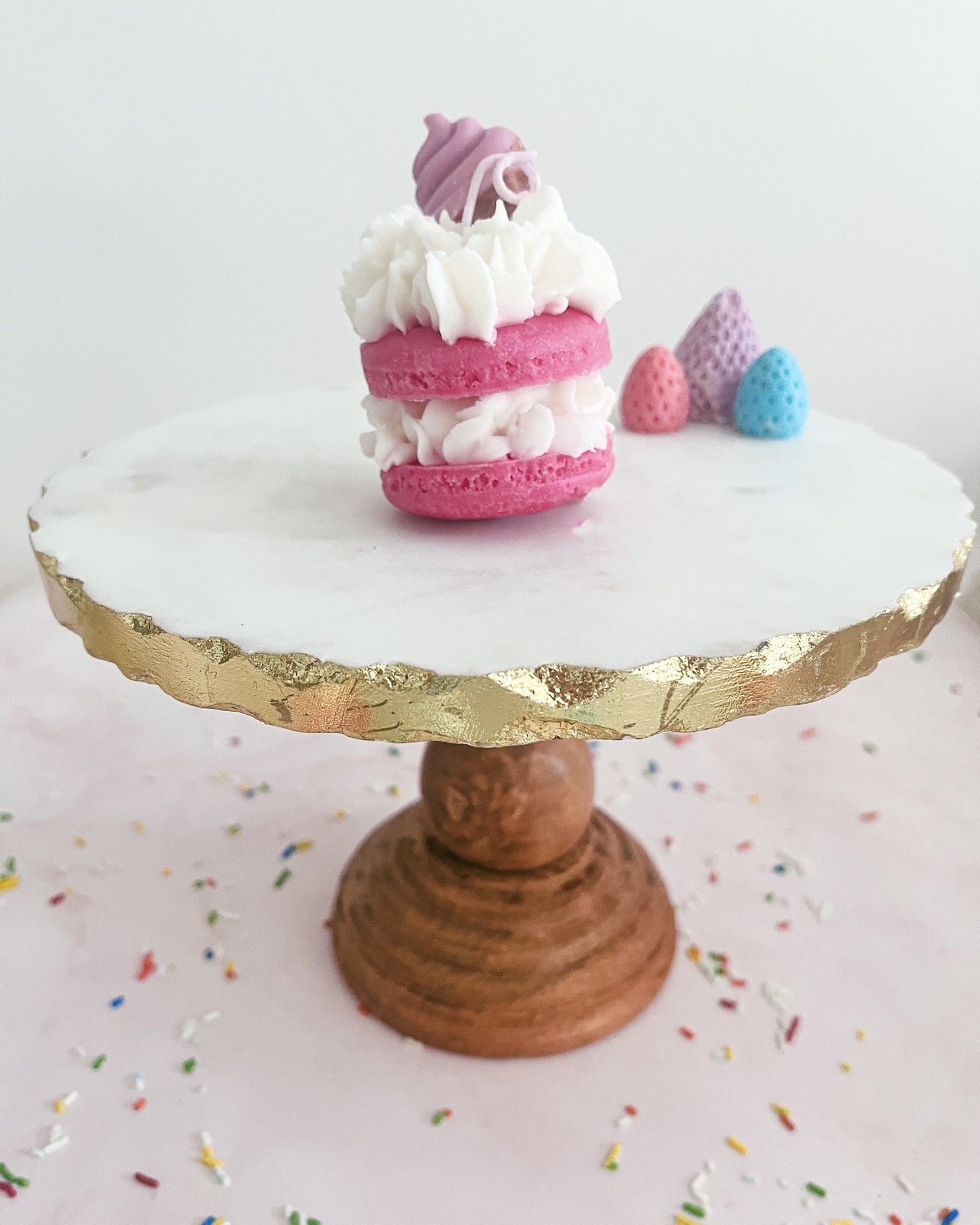 Rose Delight (dark pink) Macaron Candle - Single
