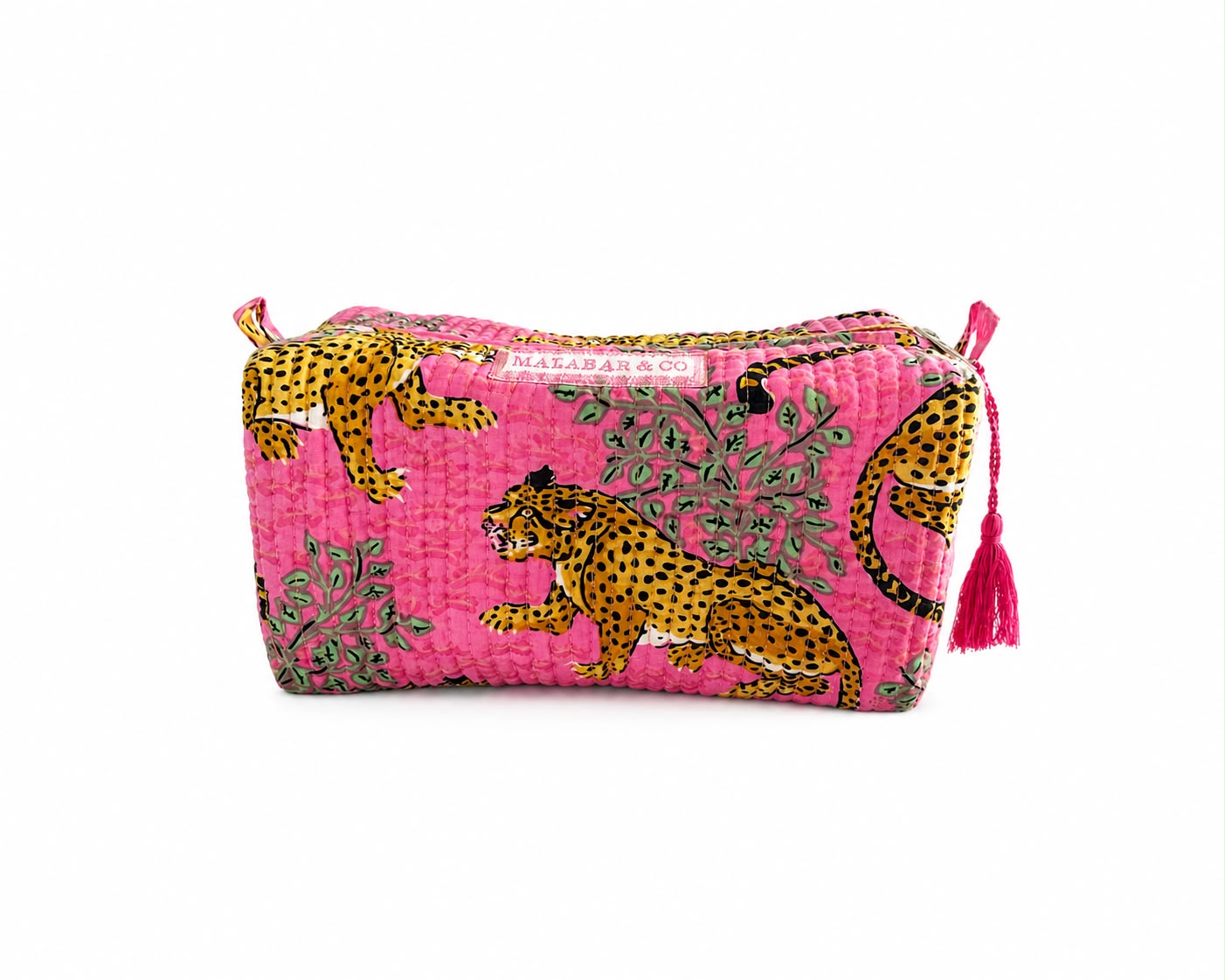 Wild Leopard Quilted Cosmetic Bag
