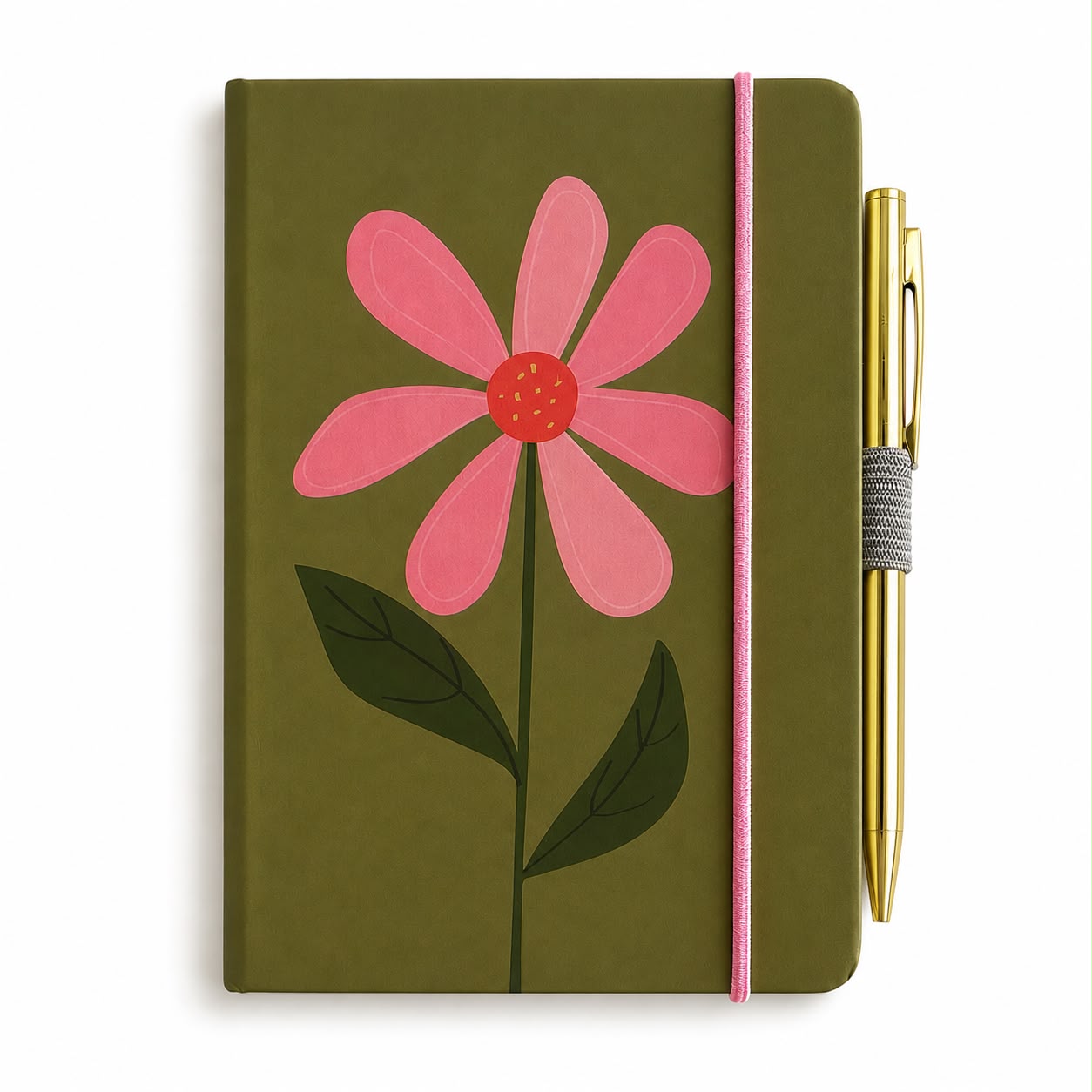 A6 Floral Hardback Notebook with Gold Pen