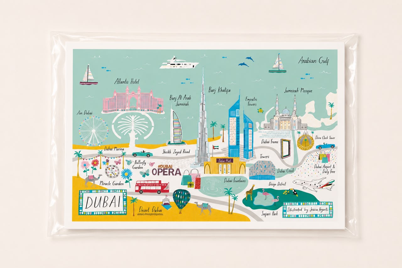 Dubai Illustrated Print by Jessica Hogarth