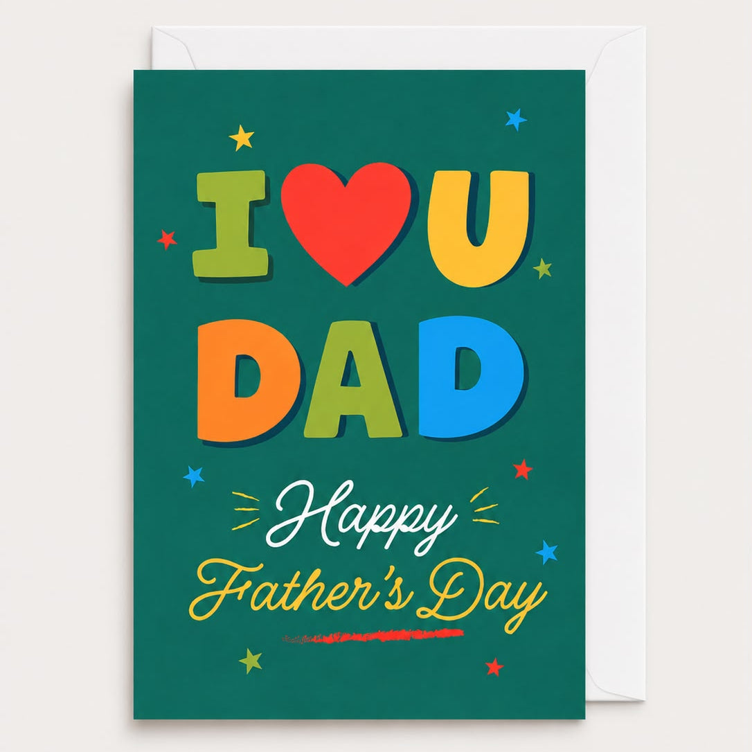 I ❤️ U Dad Father’s Day Greeting Card