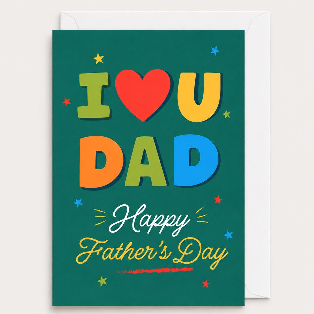 I ❤️ U Dad Father’s Day Greeting Card