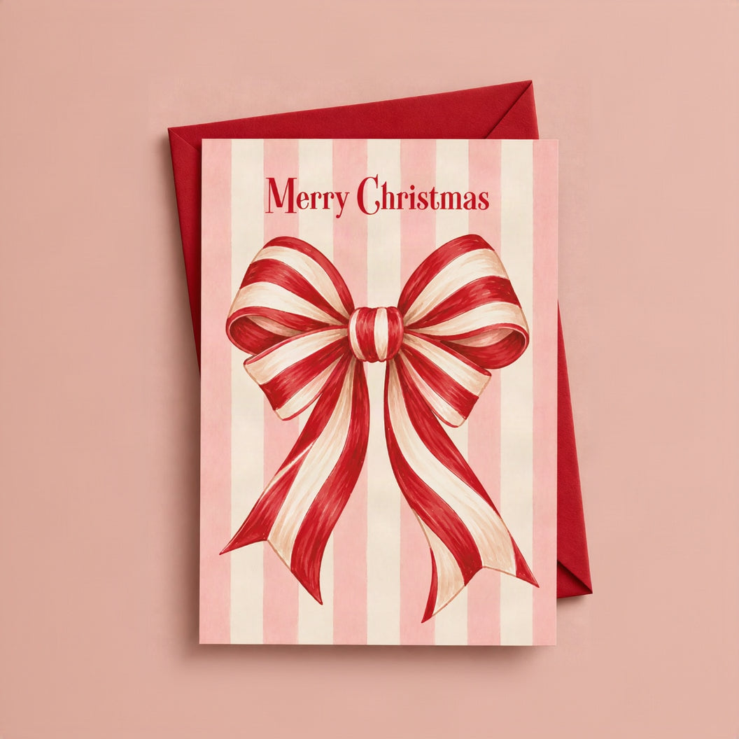 Merry Christmas Statement Bow Greeting Card