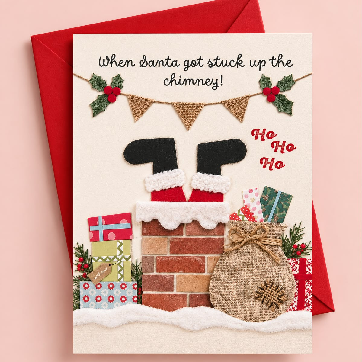 When Santa Got Stuck Up the Chimney – Christmas Greeting Card