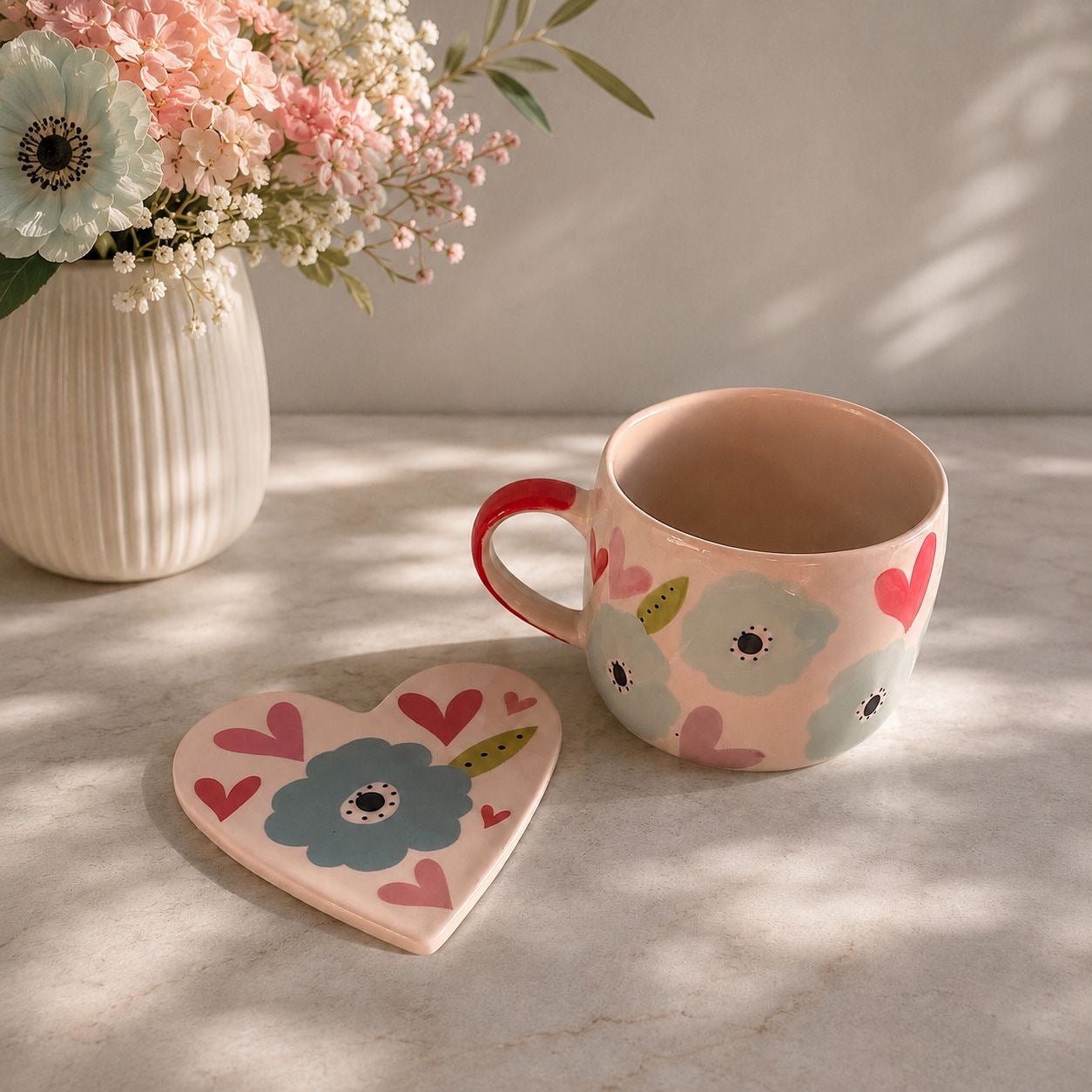 Hand-Painted Mug & Coaster Set