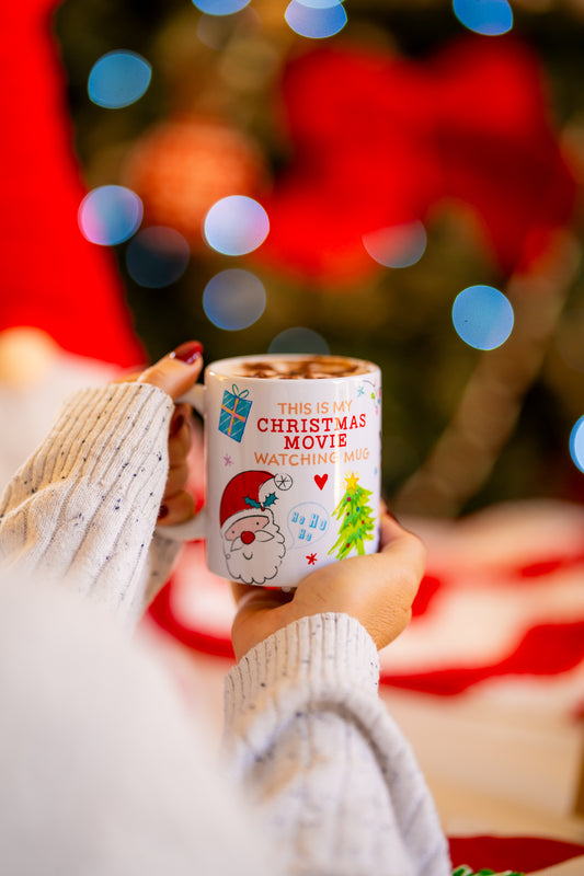 Christmas Hot Chocolate Mug with snowflake stencil