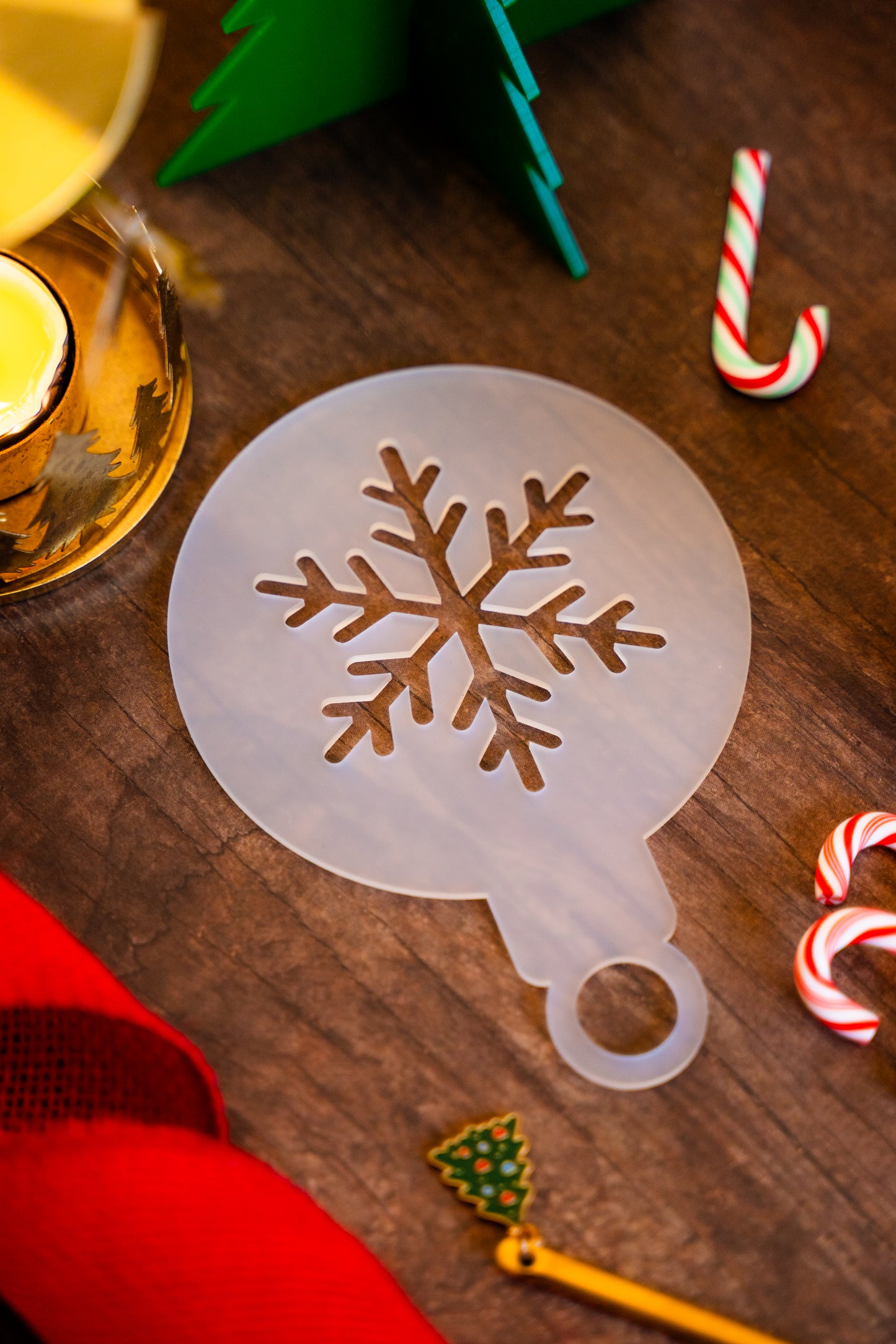 Christmas Hot Chocolate Mug with snowflake stencil
