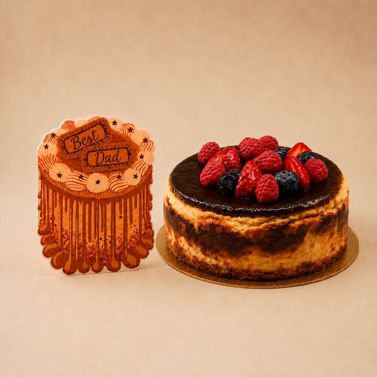 Best Dad Basque Burnt Chocolate Berry Cheesecake Gift Set