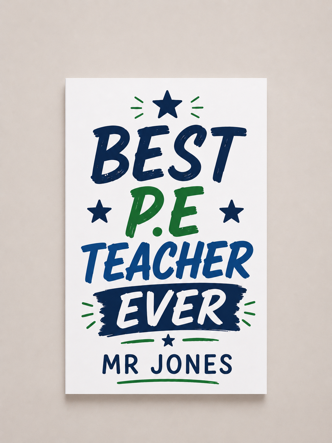Personalised Best P.E. Teacher Ever A5 Notebook