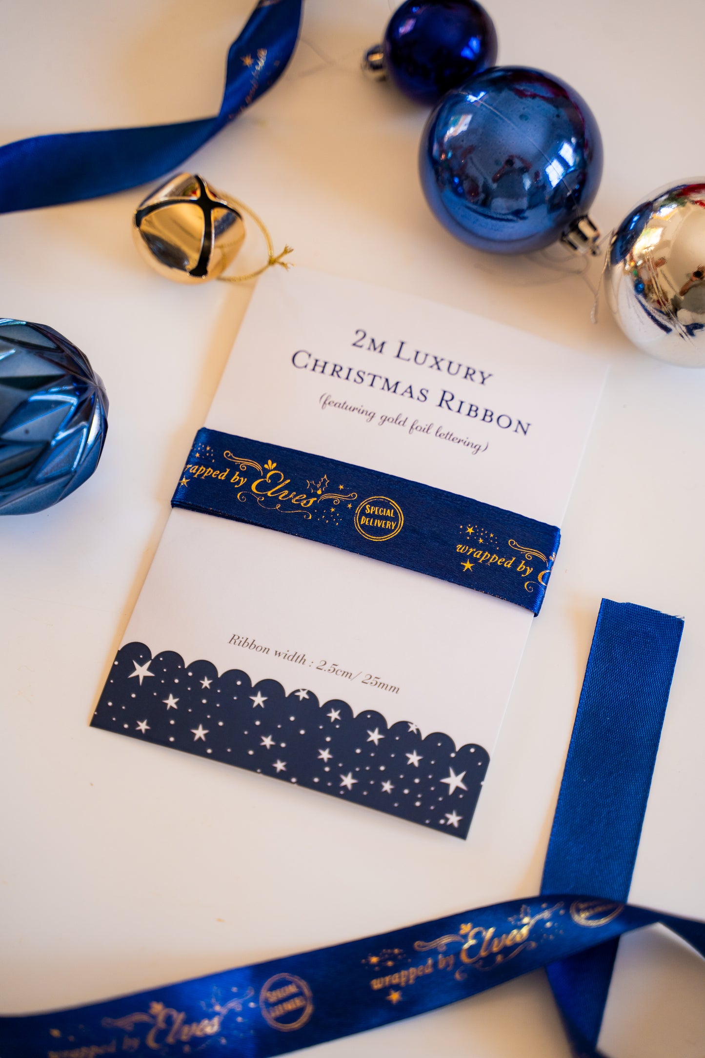 Luxury Christmas Ribbon - “Made by Elves” foiled design