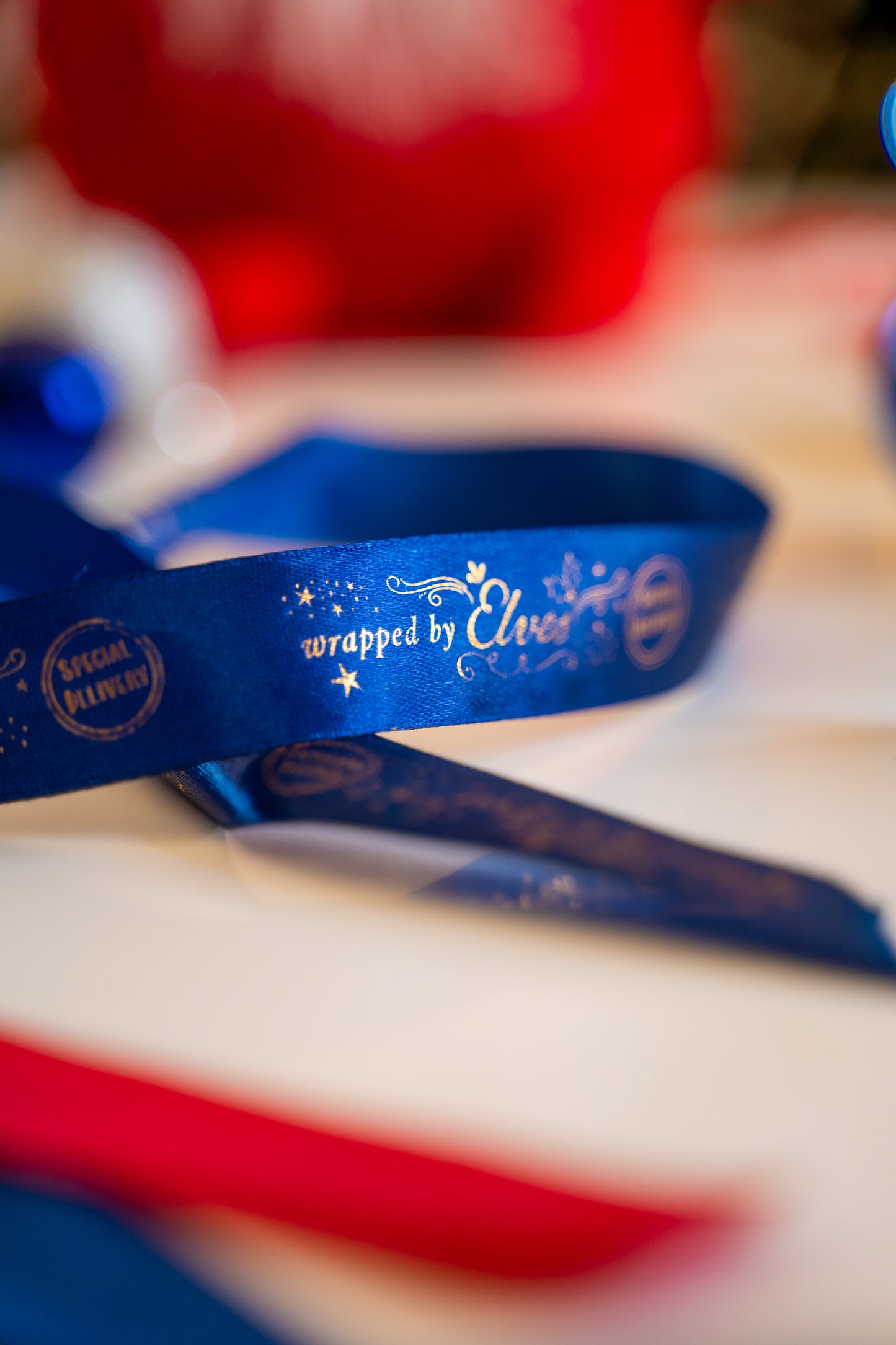 Luxury Christmas Ribbon - “Made by Elves” foiled design