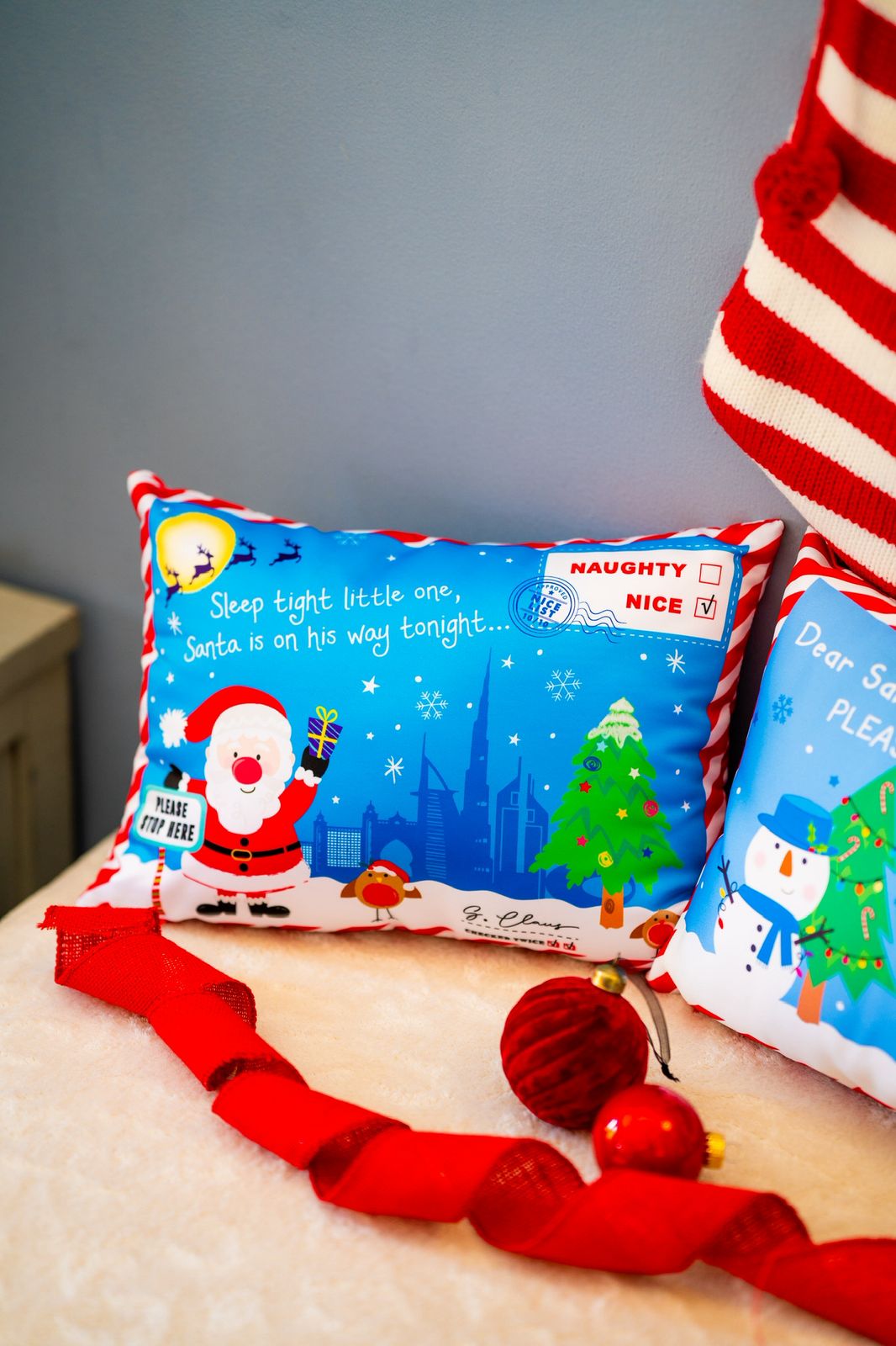 Personalised Christmas pillowcase with Santa and Reindeer