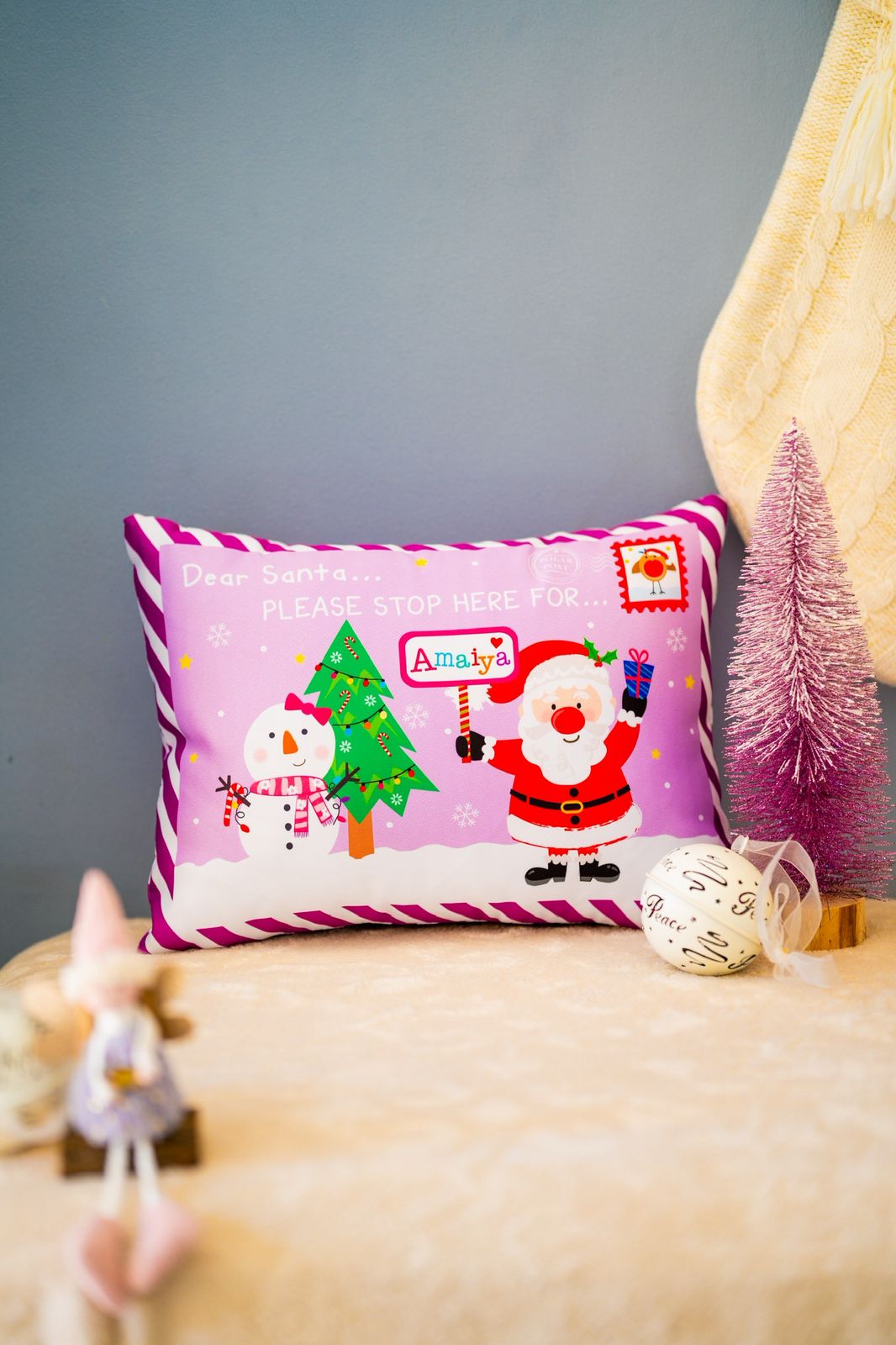 Personalised Christmas pillowcase with Santa and Reindeer