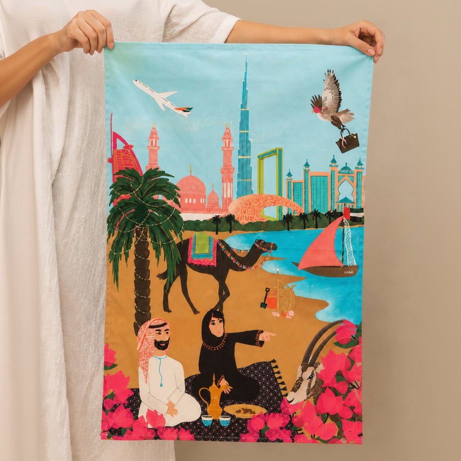 Luxury 100% Cotton Tea Towel - Dubai Emirati Edition
