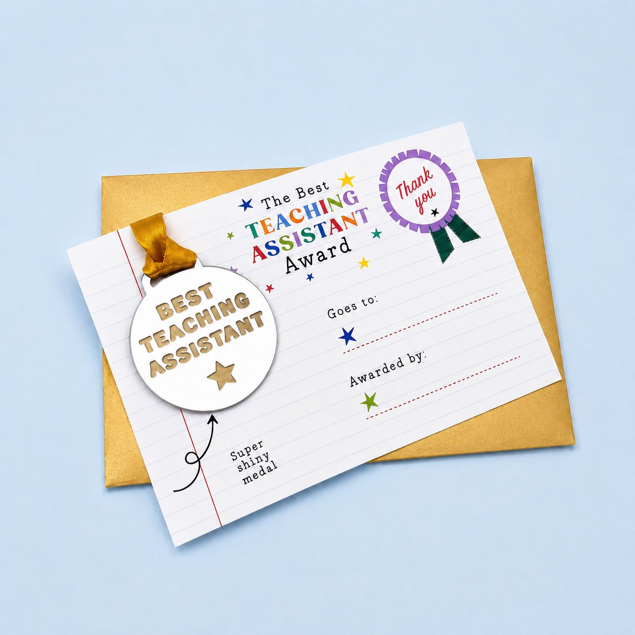 Best Teaching Assistant Award Medal Card