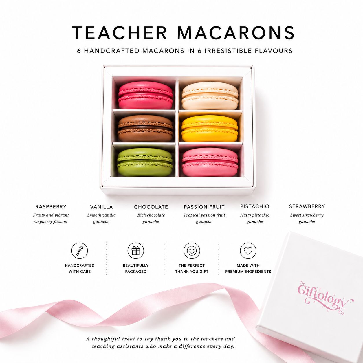 Teacher Macarons Gift Box – 6 Piece Collection