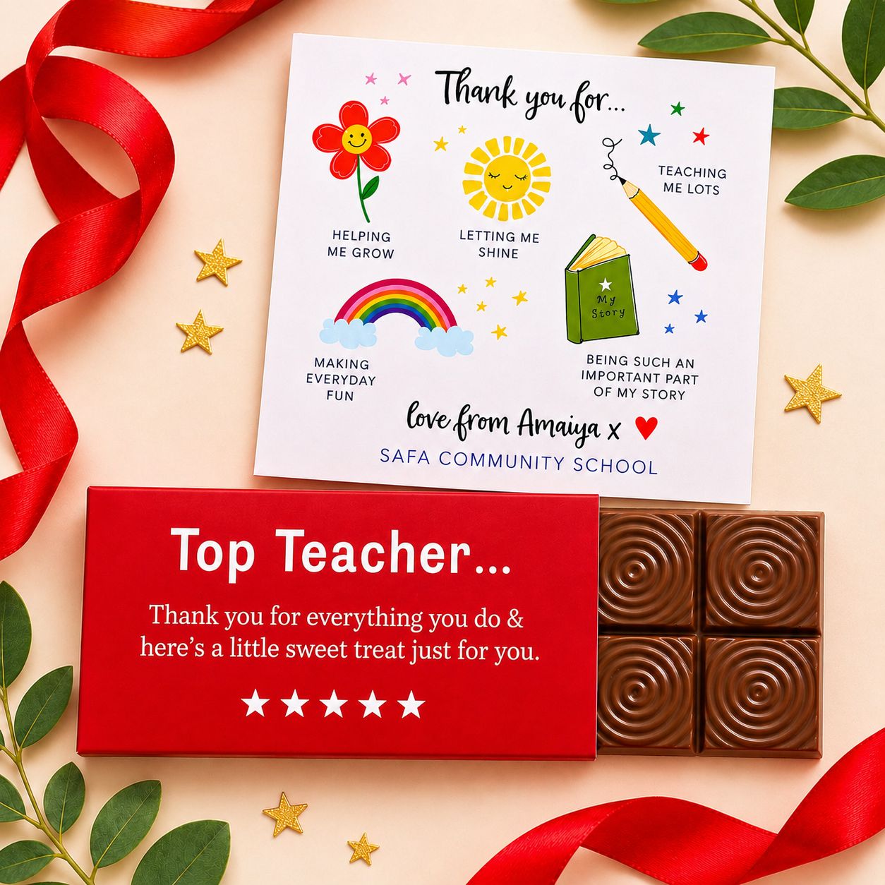 Kunafa Chocolate Bar & Personalised Greeting Card Set