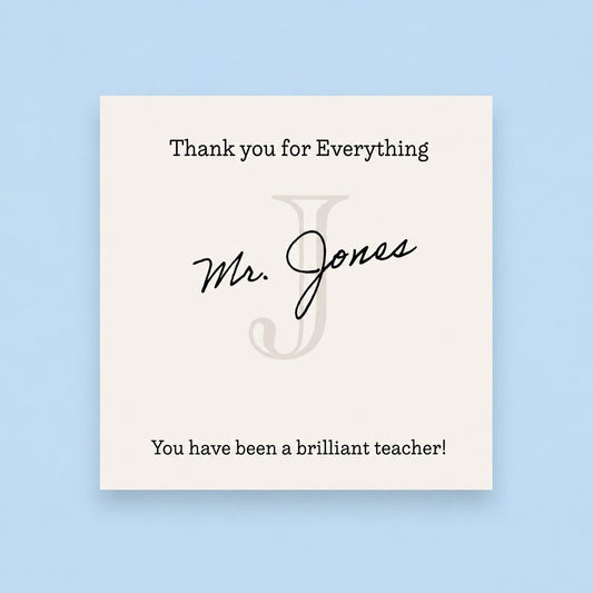 Teacher Card - Thank You for Everything