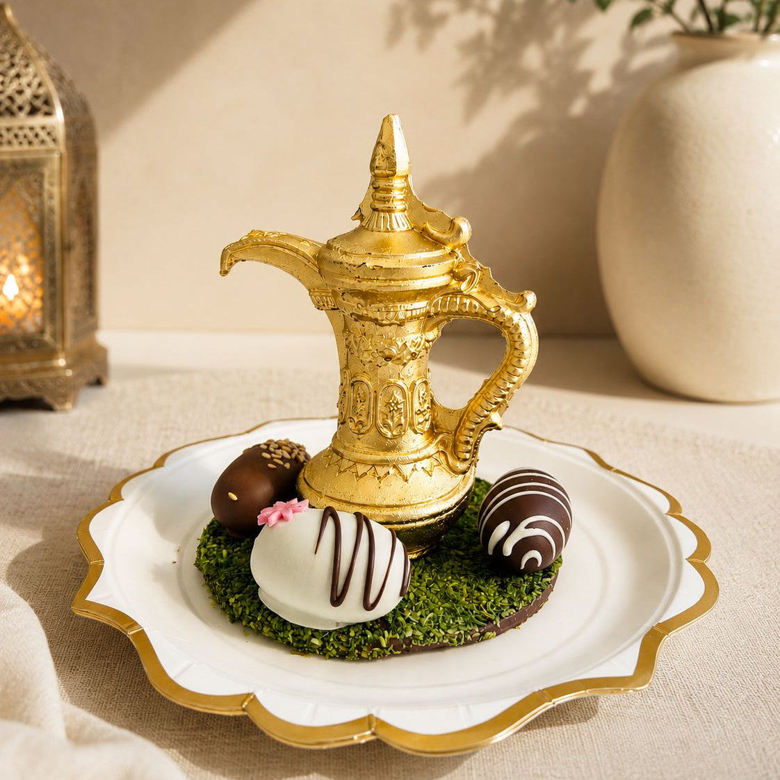 Golden Chocolate Traditional Arabic Coffee Pot Centrepiece