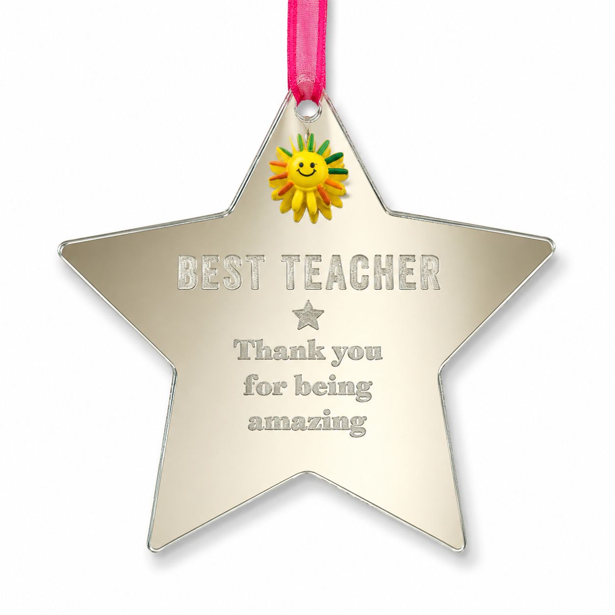 Best Teacher Star Plaque – Mirror Finish