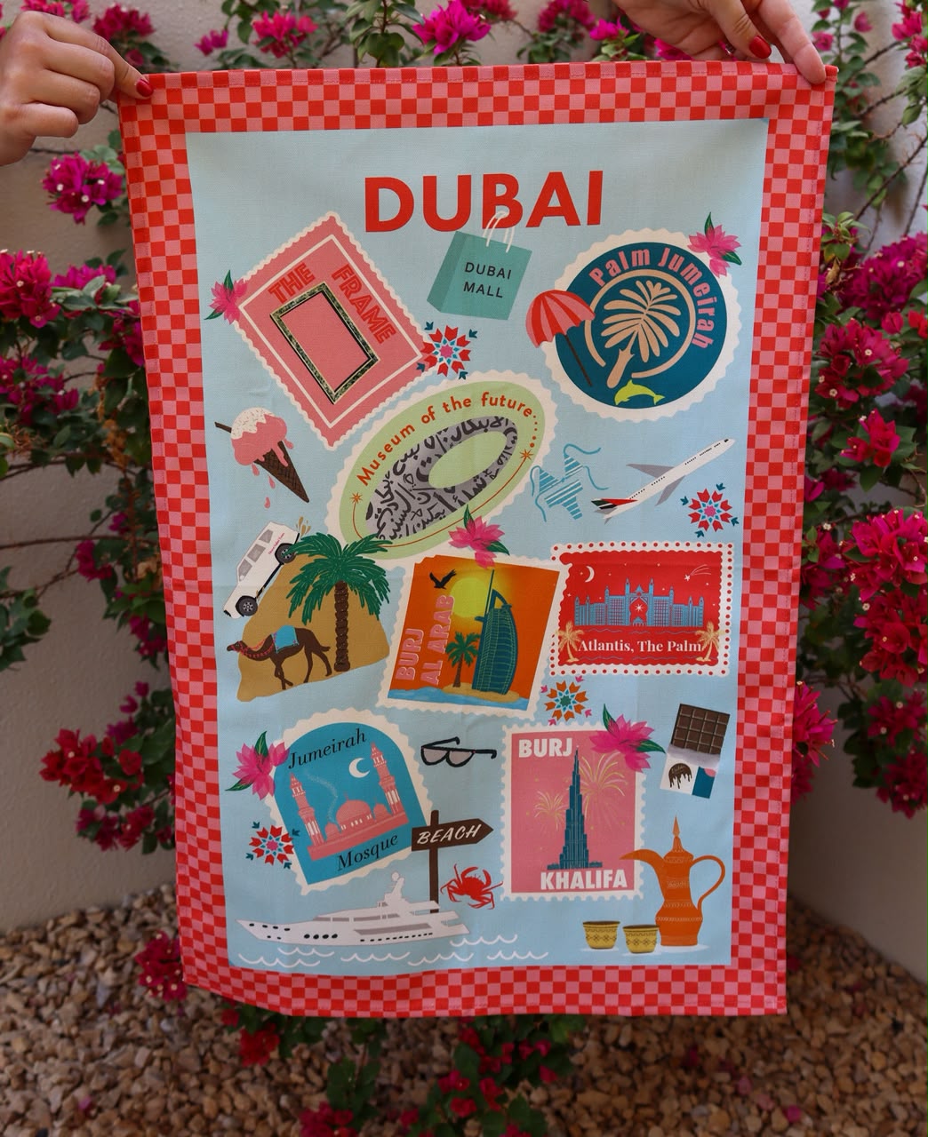 Dubai Landmark Stamp Tea Towel | 100% Cotton