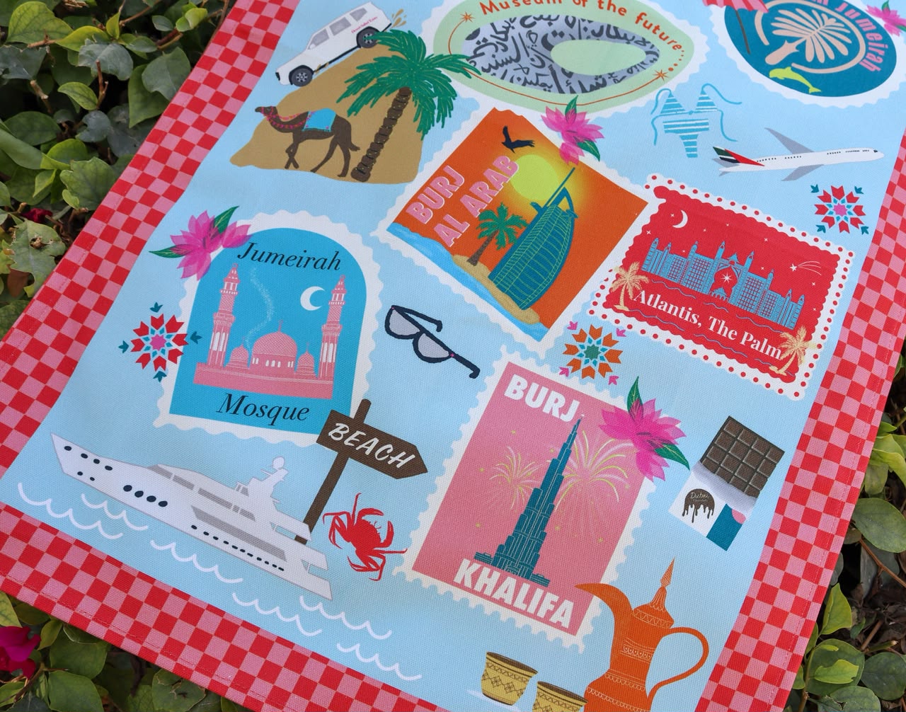 Dubai Landmark Stamp Tea Towel | 100% Cotton