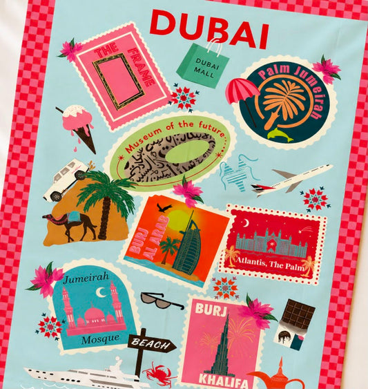 Dubai Landmark Stamp Tea Towel | 100% Cotton