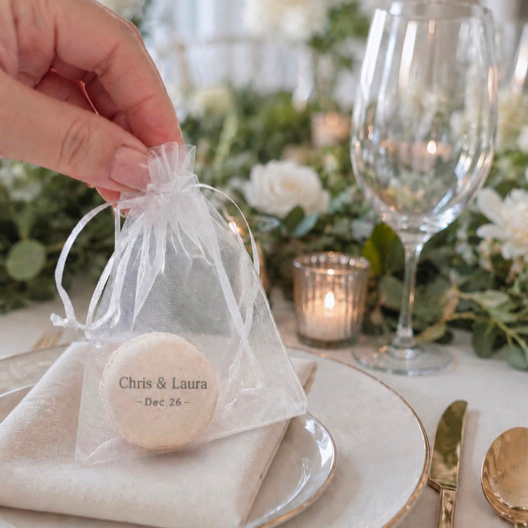 Personalized Vanilla Macaron Wedding Favor