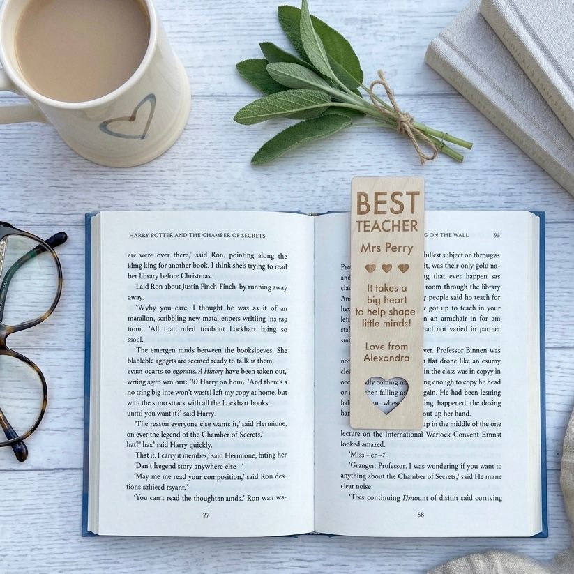 Thank You Teacher Personalized Wooden Bookmark