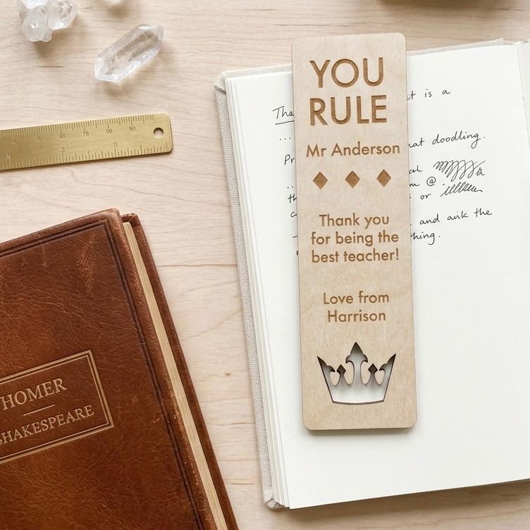 Thank You Teacher Personalized Wooden Bookmark