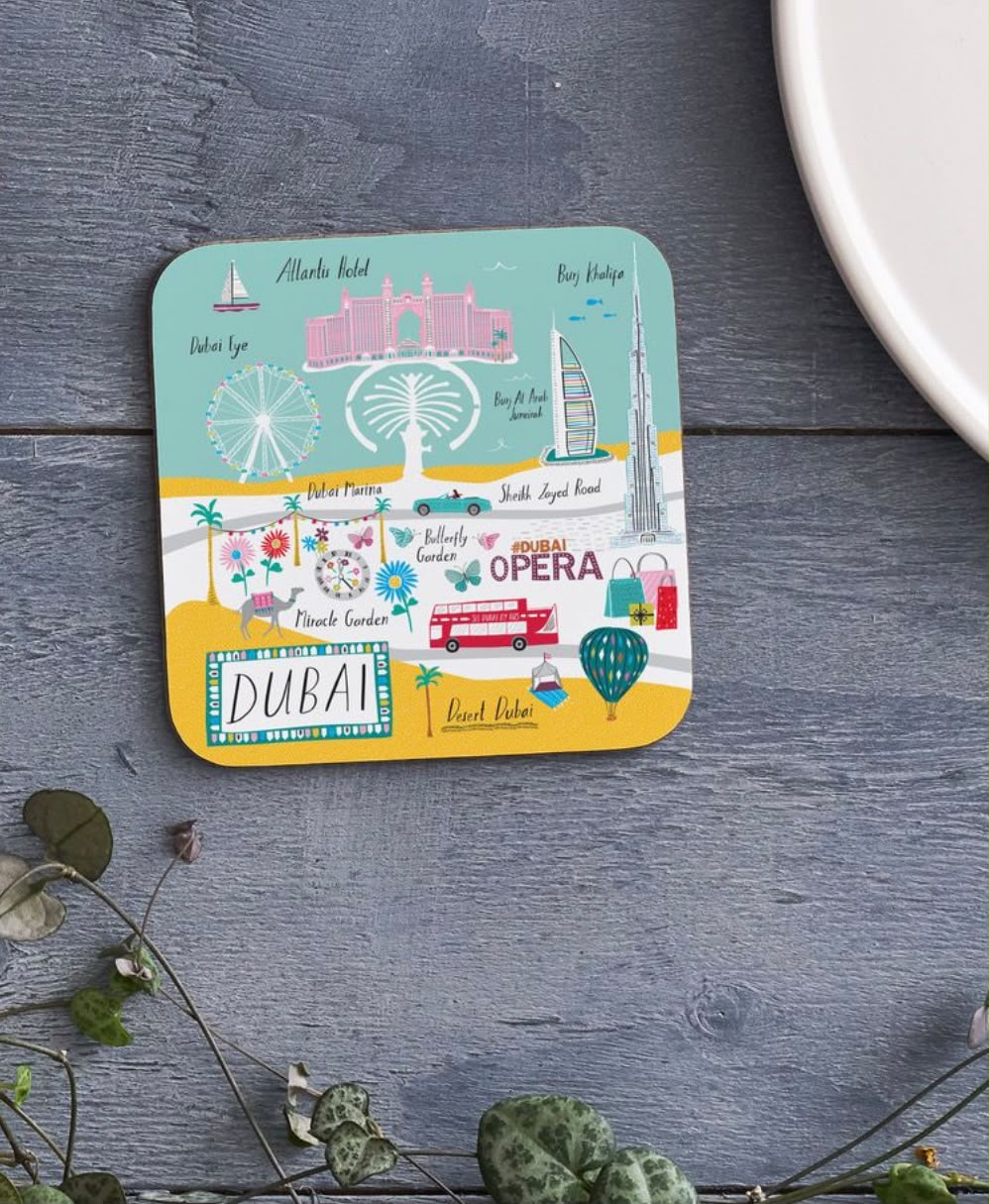 Dubai Illustrated Coasters by Jessica Hogarth