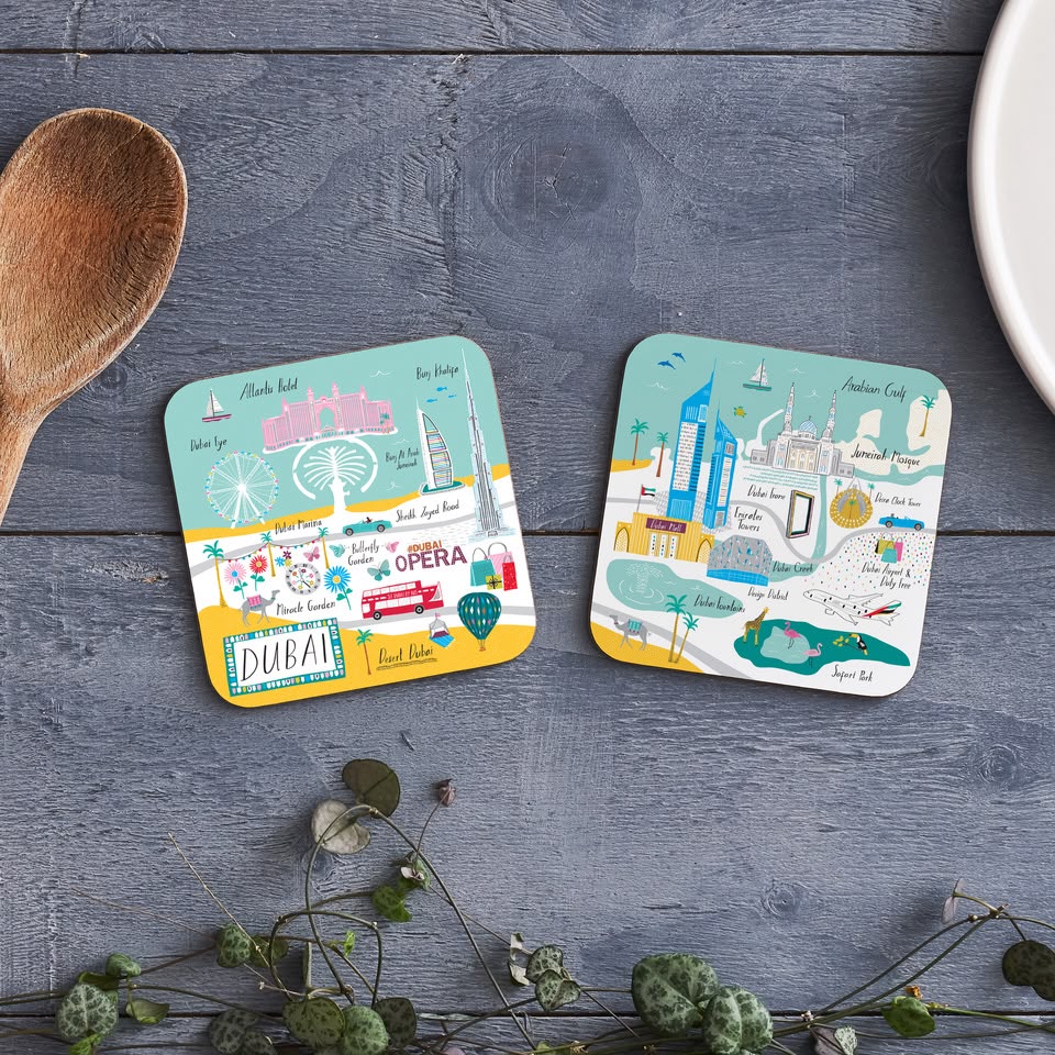 Dubai Illustrated Coasters by Jessica Hogarth