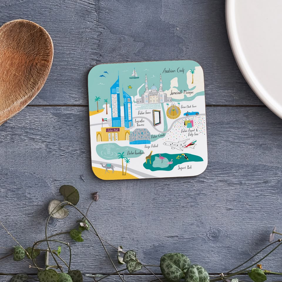 Dubai Illustrated Coasters by Jessica Hogarth