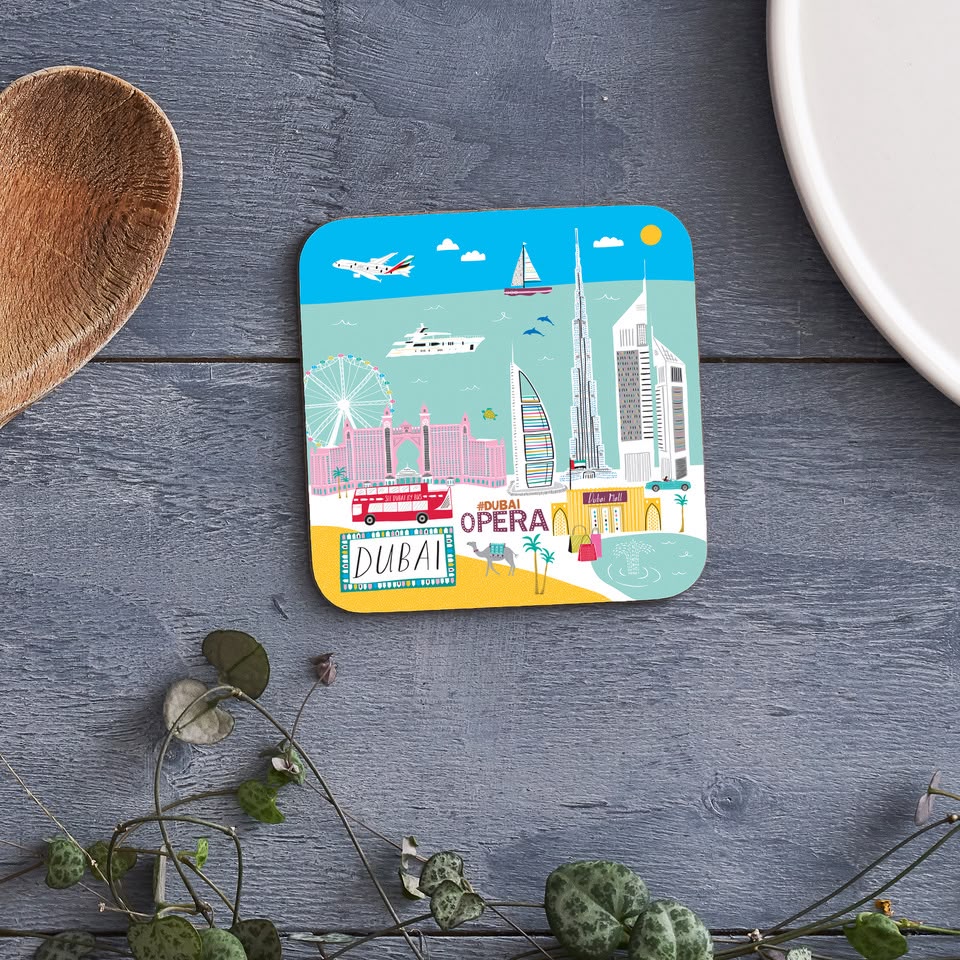 Dubai Illustrated Coasters by Jessica Hogarth