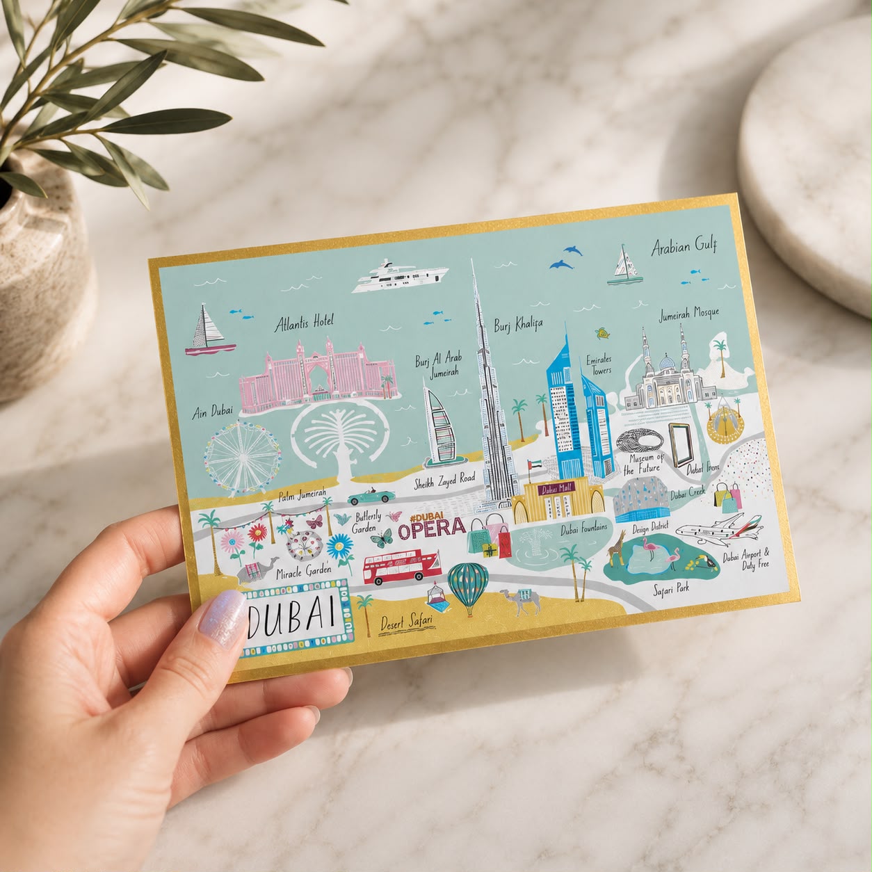 Dubai Illustrated Greeting Card by Jessica Hogarth