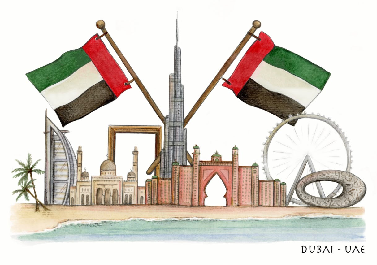 Dubai Skyline A4 Framed Print