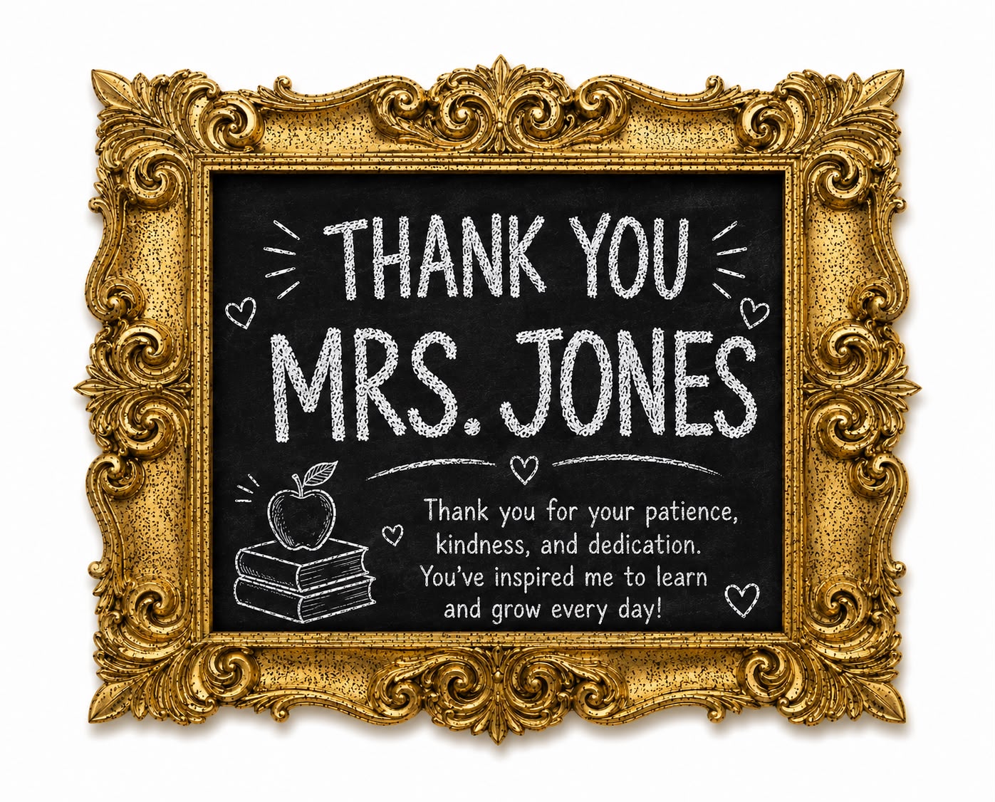 Personalised Teacher Appreciation Chocolate Plaque – Gold Frame Design