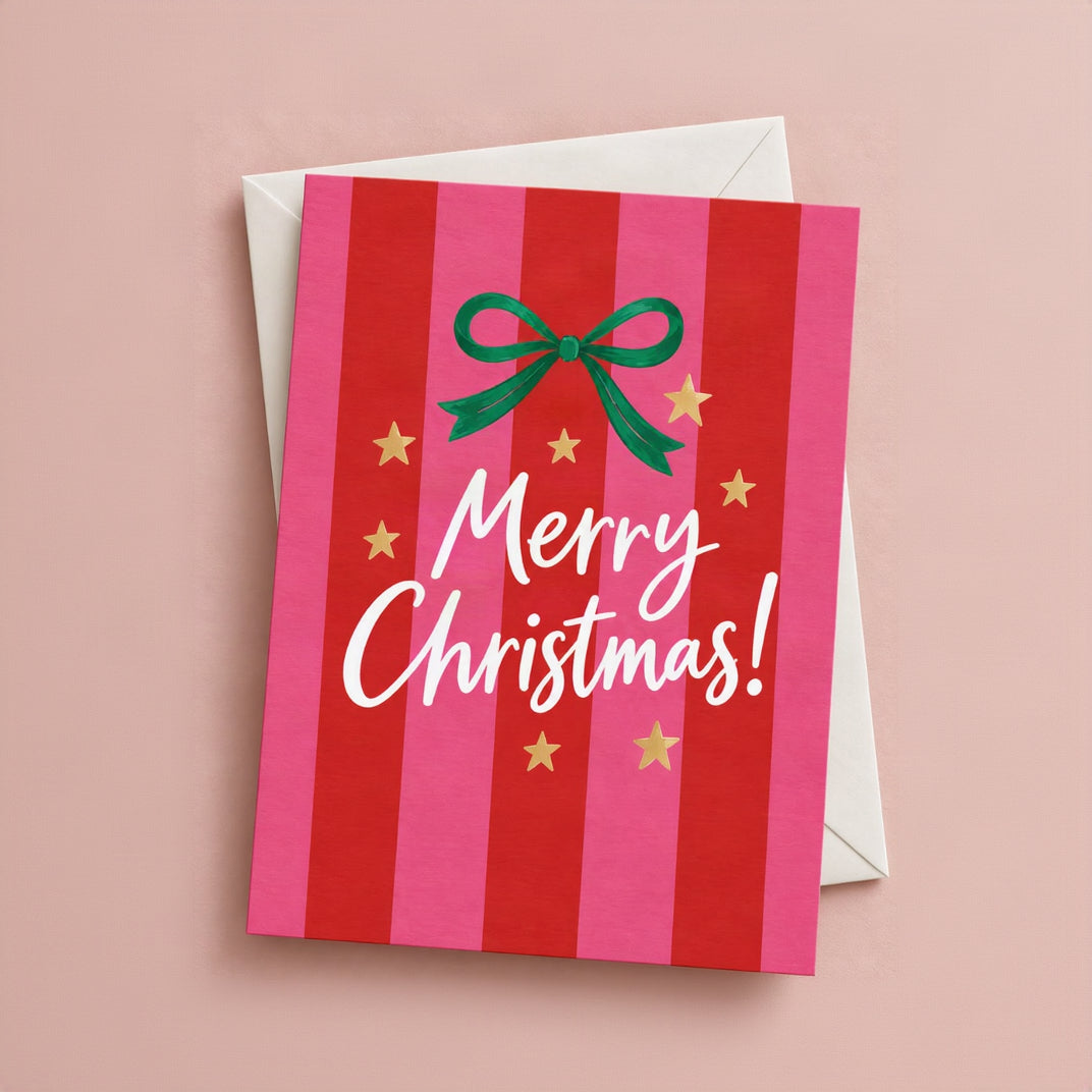 Merry Christmas Stripe Greeting Card