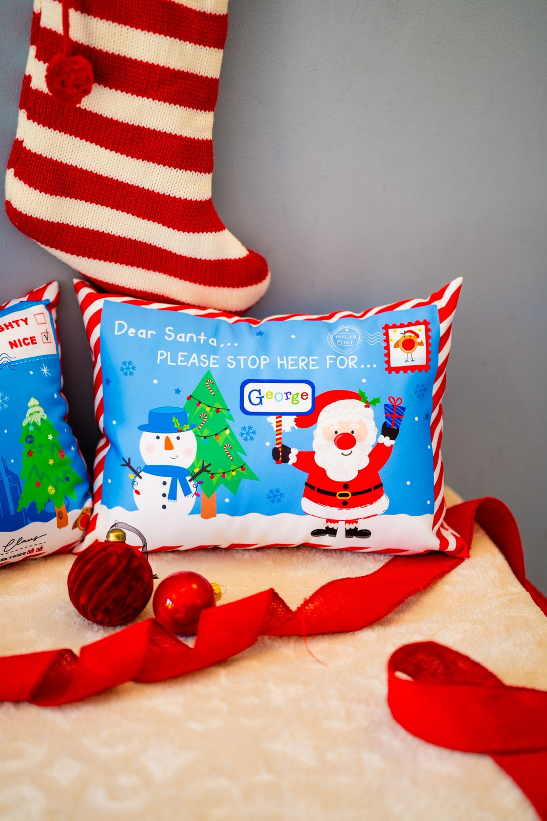 Personalised Christmas pillowcase with Santa and Reindeer