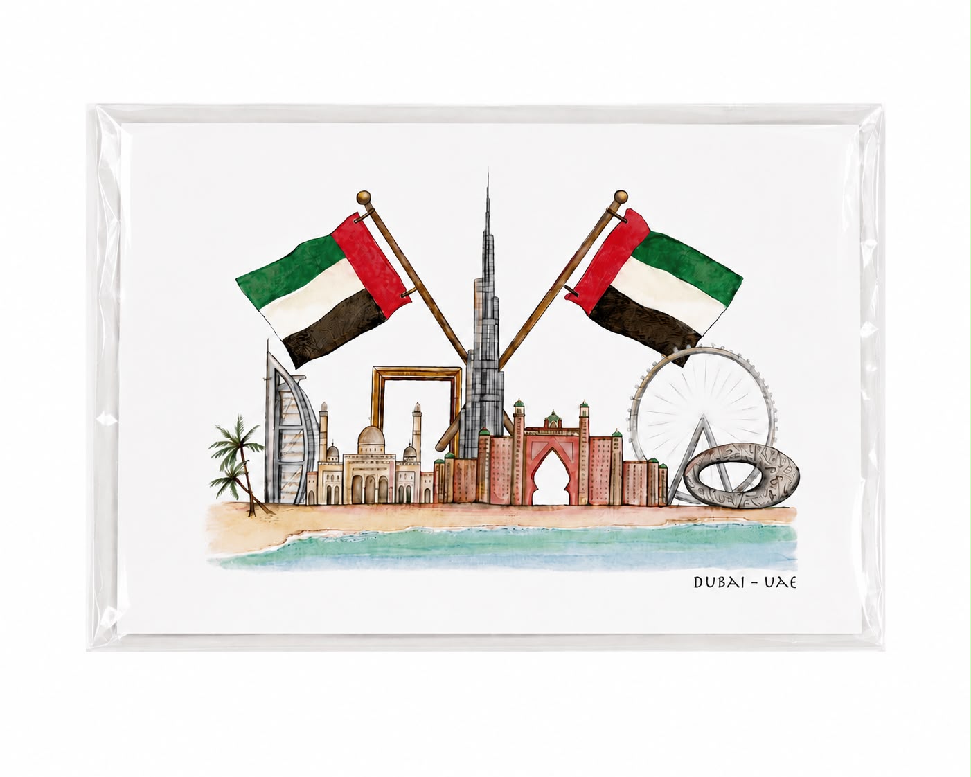 Dubai Skyline Mounted Print
