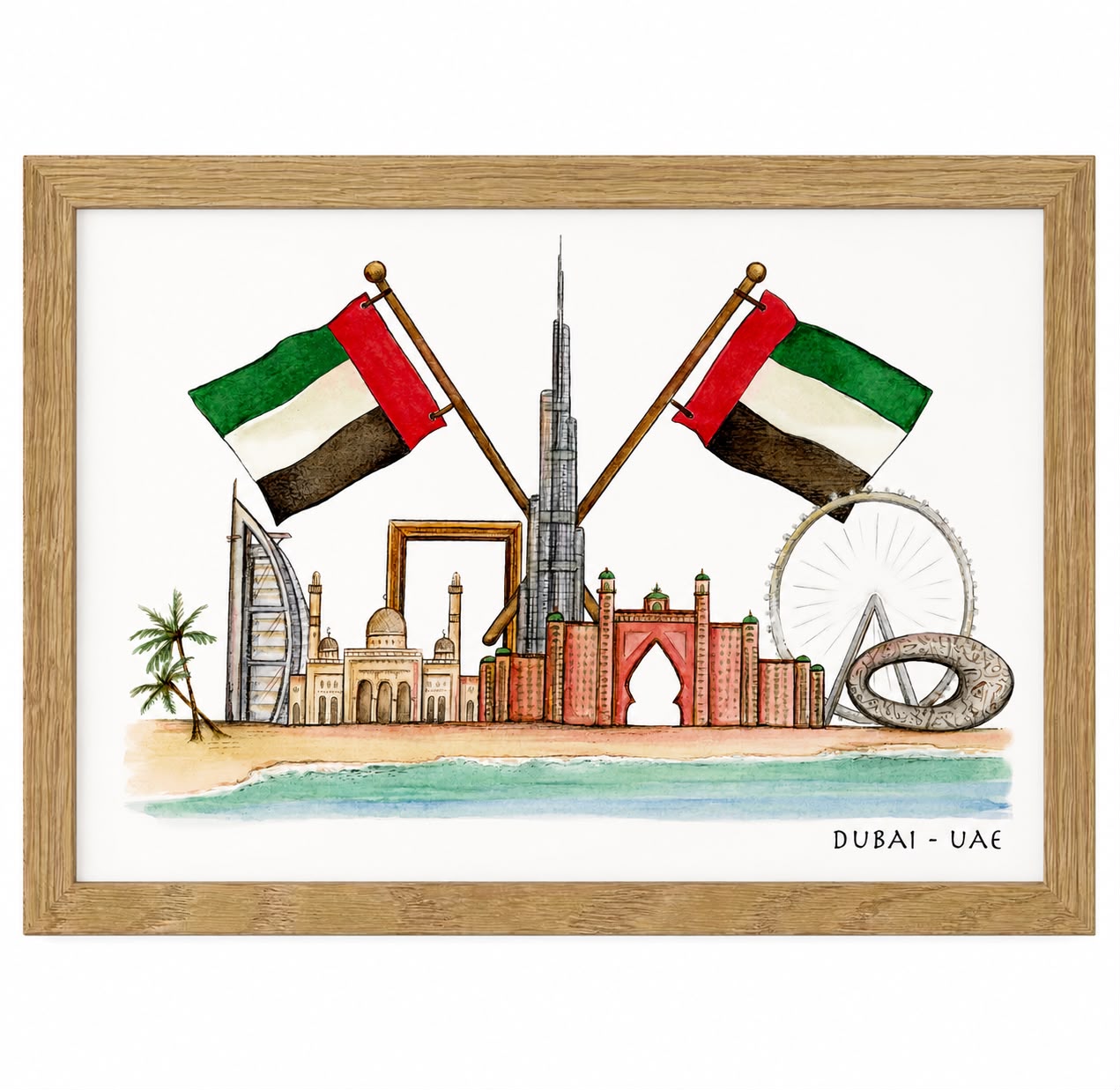 Dubai Skyline A4 Framed Print